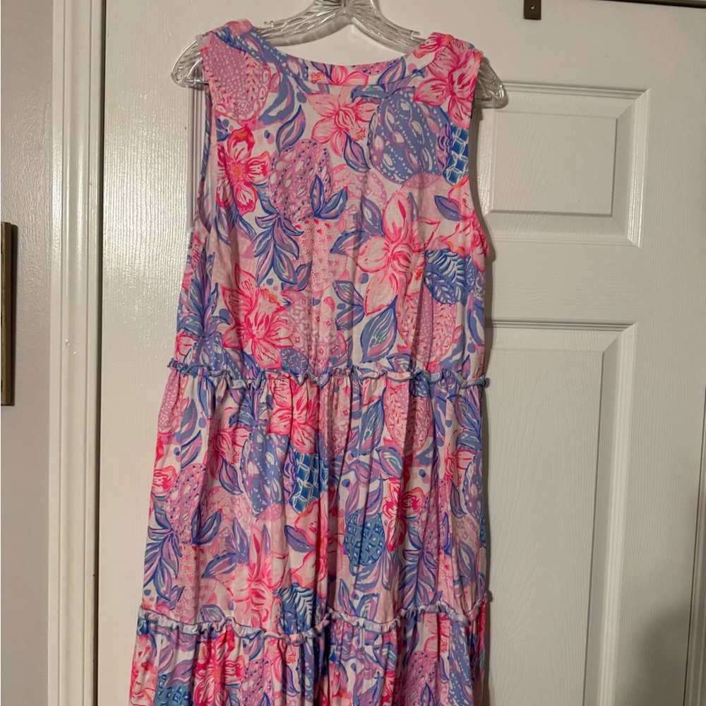 Lilly Pulitzer Pink and Blue Floral Midi Dress
